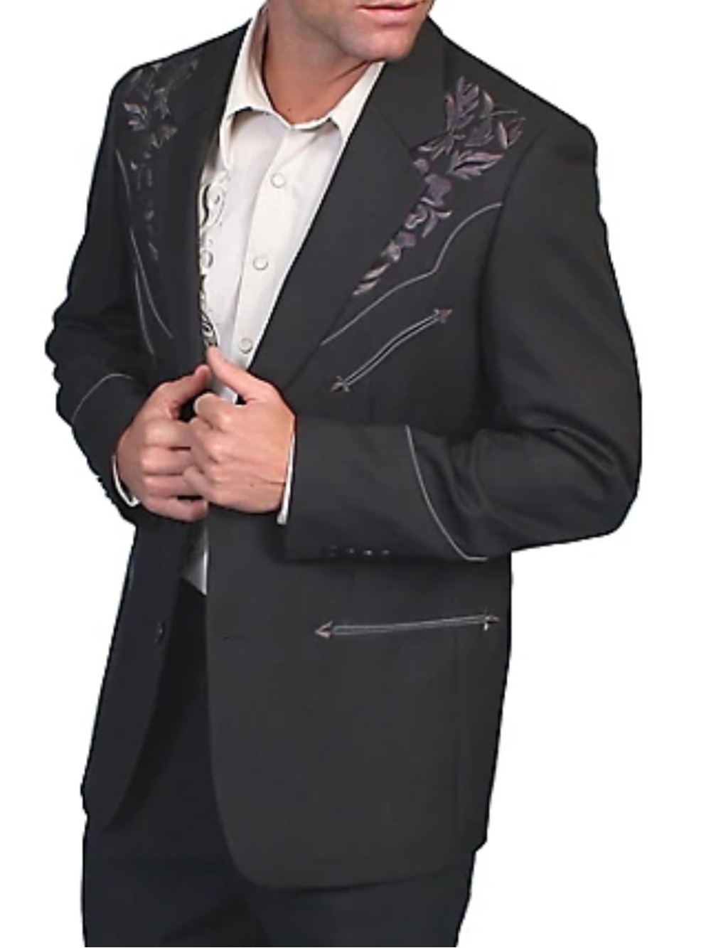 Scully Black Western Embroidered Sport Coat - Picture 4 of 16